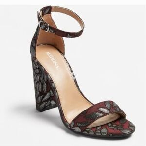 Merona Women Purple Block Metallic Ankle Strap Heels